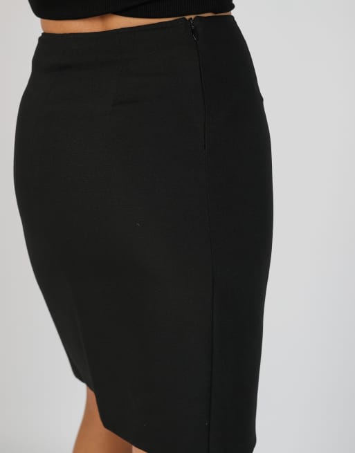 Vintage Sisley XS woven midi skirt in black, 4 of 4