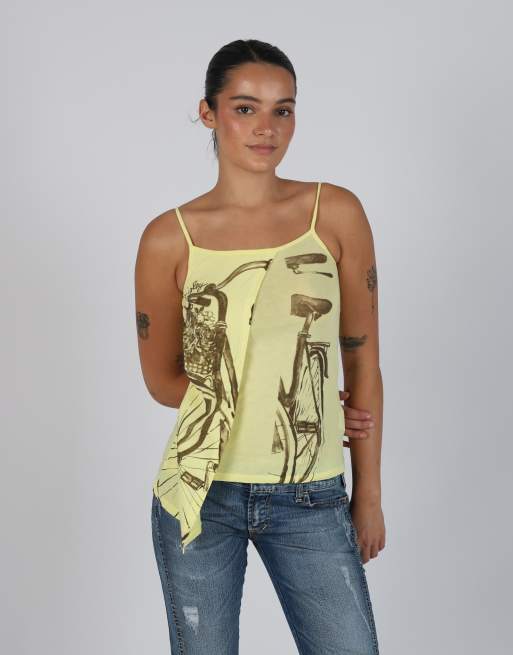 Vintage Sisley XS woven vest in yellow