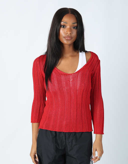 Vintage Siste's M knitted top in red