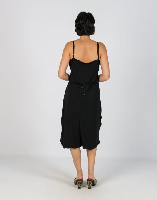Vintage Siste's M woven midi dress in black, 3 of 4