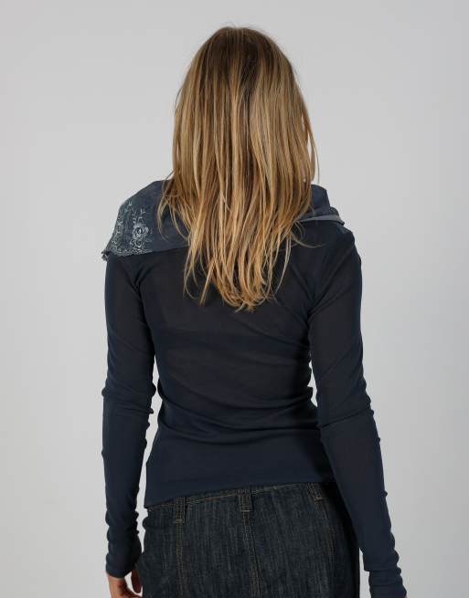 Vintage Siste's S long sleeve top in blue, 2 of 4