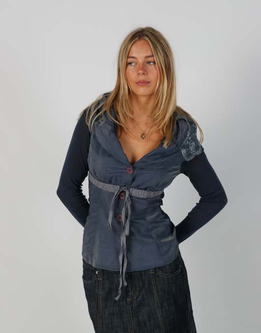 Vintage Siste's S long sleeve top in blue, 3 of 4