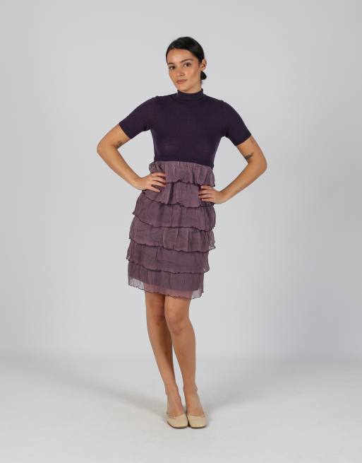 Vintage Siste's S woven midi dress in purple