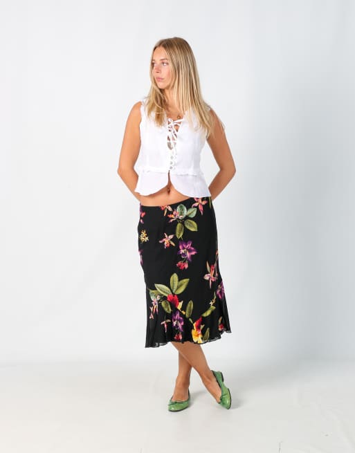 Vintage Sixth Sense M woven midi skirt in black
