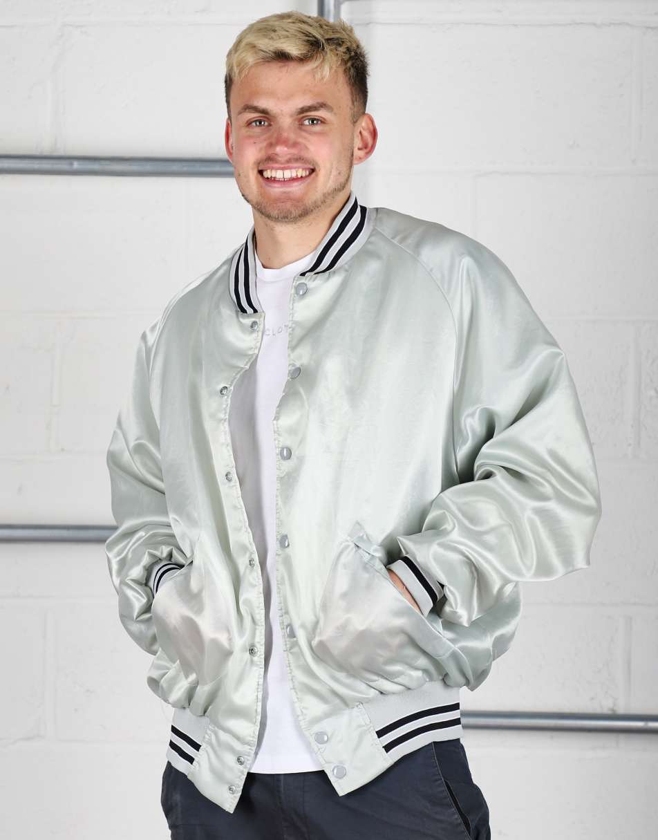 Vintage Size 2XL bomber baseball jacket in light green