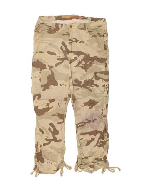 Vintage Size 2XL Camouflage Straight Cargo Trousers in Beige
