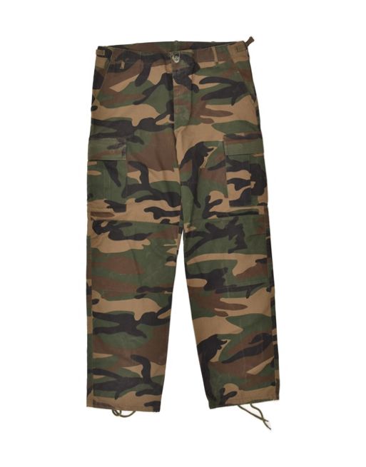 Vintage Size 2XL Camouflage Straight Cargo Trousers in Green