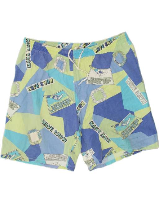 Vintage Size 2XL Colourblock Swimming Shorts in Blue