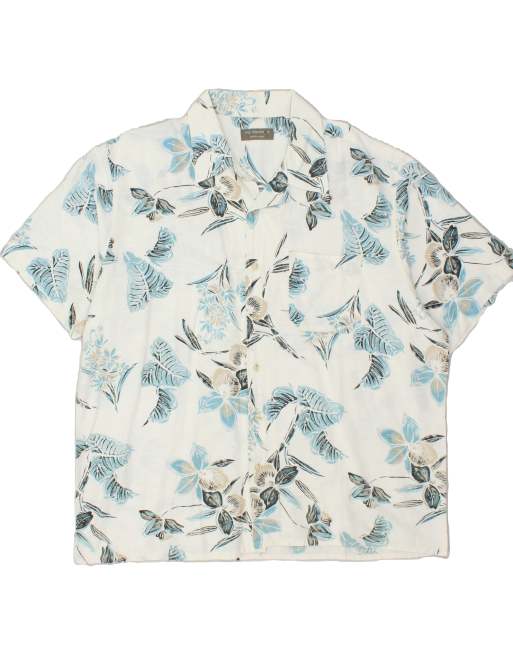 Vintage Size 2XL Floral Short Sleeve Shirt in White