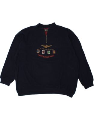 Vintage Size 2XL Graphic Sweatshirt Jumper in Navy Blue