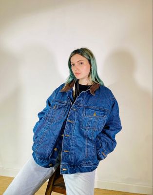 Vintage Size 2XL Industrial Shearling Lined Denim Jacket in Blue