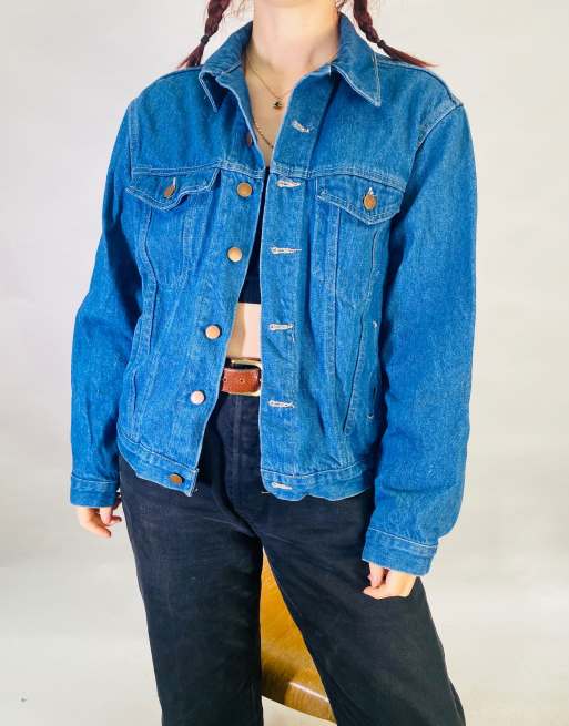 Vintage Size L 80s USA Denim Jacket in Blue