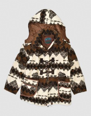 Vintage Size L 90s aztec hooded fleece jacket in brown