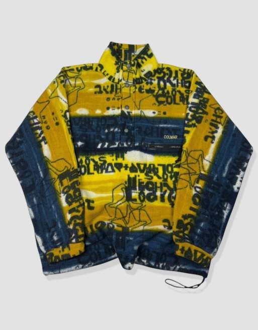 Vintage size L abstract pattern fleece in yellow
