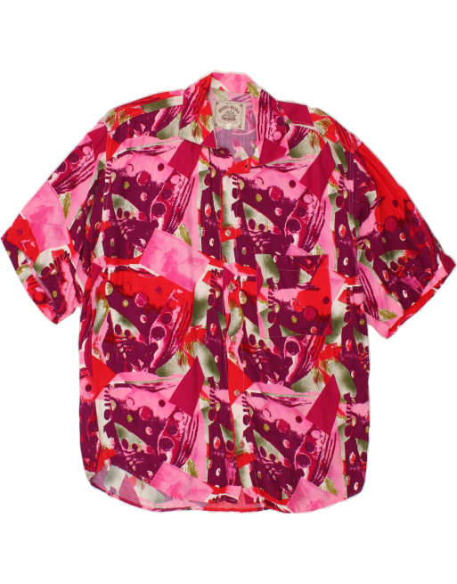 Vintage Size L Abstract Pattern Short Sleeve Shirt in Purple