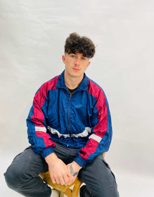 Vintage Size L Abstract Print Windbreaker Jacket In Multi