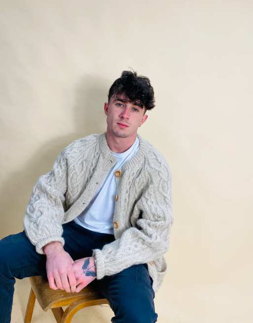 Vintage Size L Aeron Knitted Cardigan In Cream