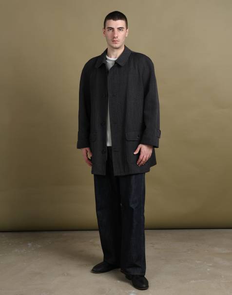 Vintage size L Aquascutum mid-length jacket in charcoal grey - view 1