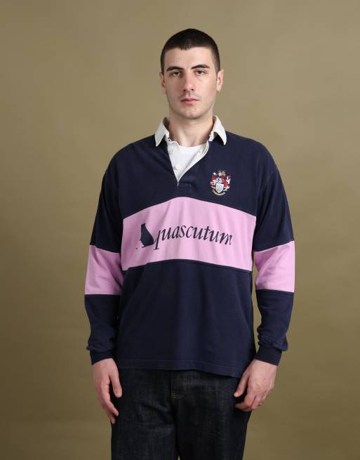 Vintage size L Aquascutum rugby shirt in navy, 3 of 6