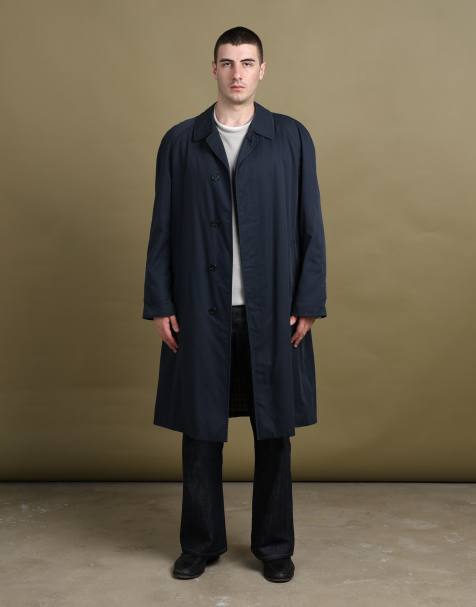 Vintage size L Aquascutum trench coat in navy - view 1