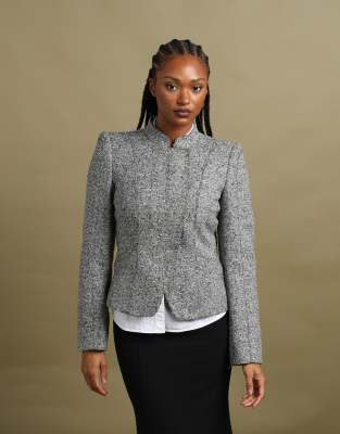 Vintage size L Armani Collezioni asymmetric zip blazer in grey | ASOS