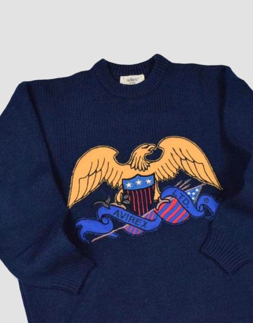 Vintage size L avirex knit jumper in navy blue, 2 of 4