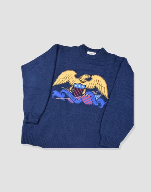 Vintage size L avirex knit jumper in navy blue, 4 of 4