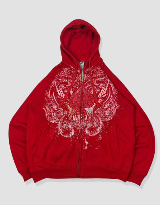 Vintage Size L Avirex Y2K Hoodie in Red