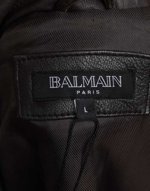 Vintage size L Balmain leather bomber jacket in brown, 6 of 7