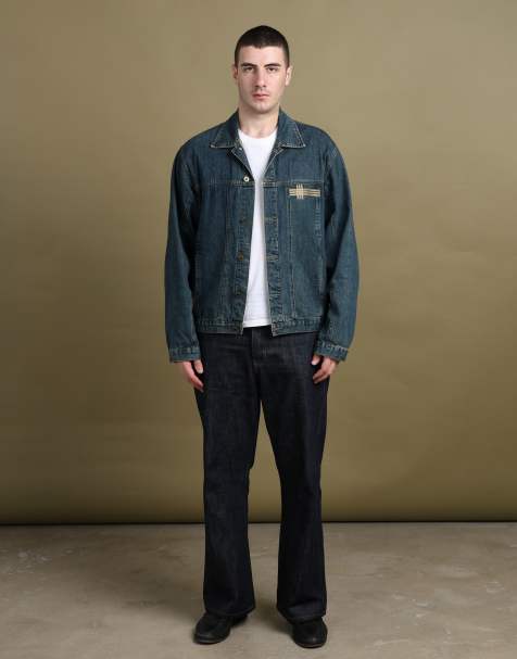 Vintage size L Burberry denim jacket in mid blue - view 1