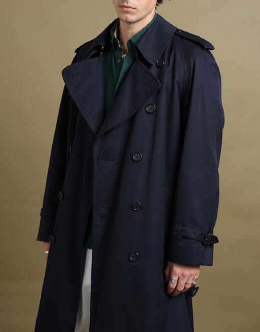 Vintage size L Burberry London double breasted trench coat in navy, 3 of 7