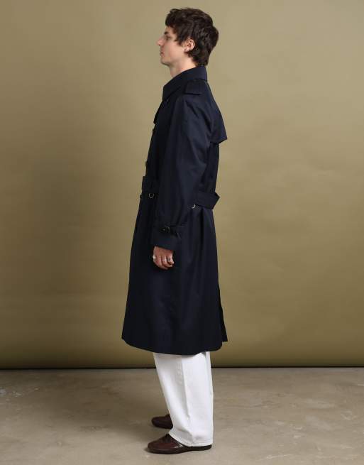 Vintage size L Burberry London double breasted trench coat in navy, 6 of 7