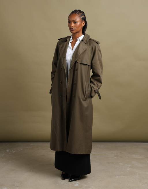 Vintage size L Burberrys double breasted trench coat in green, 3 of 7