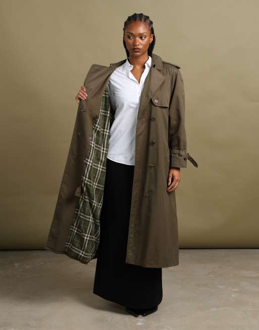 Vintage size L Burberrys double breasted trench coat in green, 4 of 7
