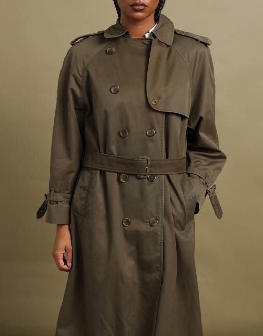 Vintage size L Burberrys double breasted trench coat in green, 6 of 7