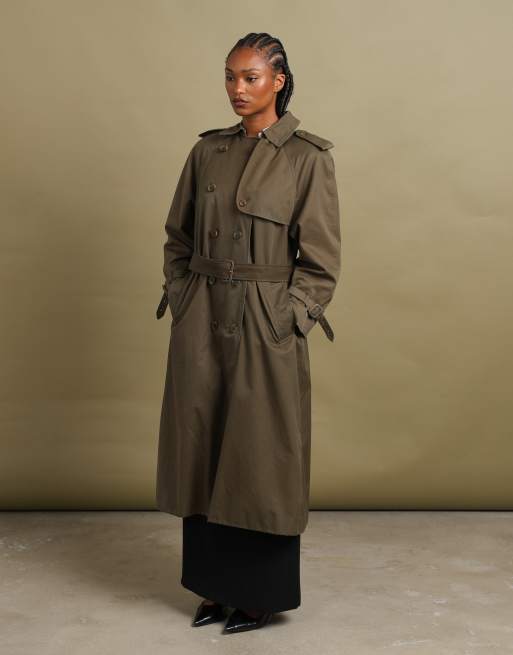 Vintage size L Burberrys double breasted trench coat in green, 7 of 7