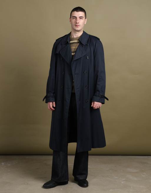 Vintage size L Burberry's double breasted trench coat in navy, 1 of 6