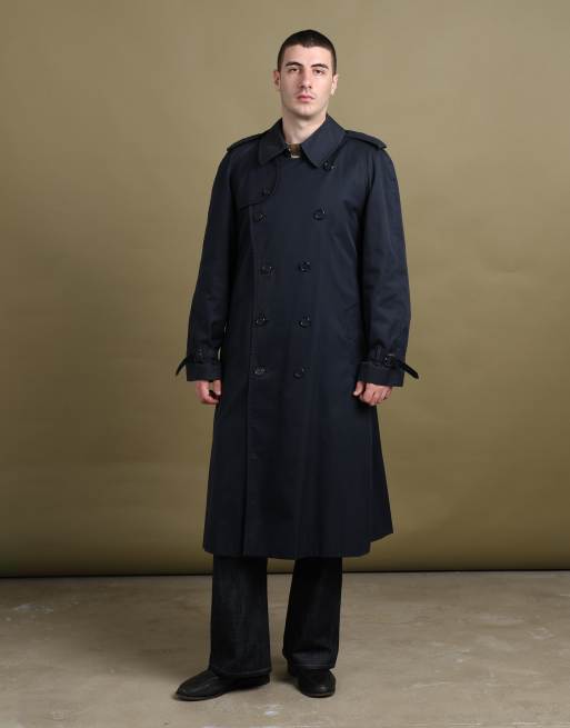 Vintage size L Burberry's double breasted trench coat in navy, 3 of 6