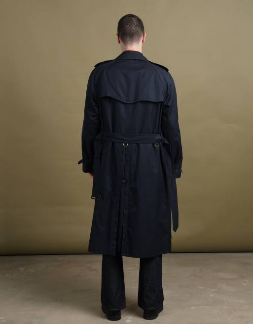 Vintage size L Burberry's double breasted trench coat in navy, 5 of 6