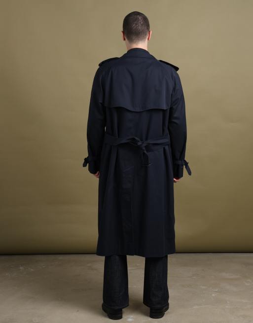 Vintage size L Burberry's double breasted trench coat in navy, 6 of 7