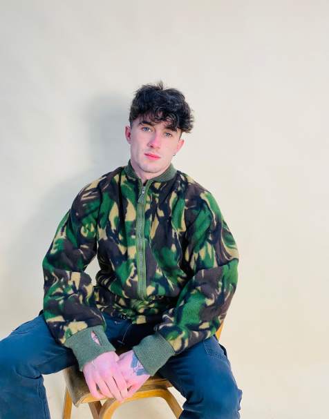 Vintage Size L Camouflage Fleece Jacket In Green - view 1