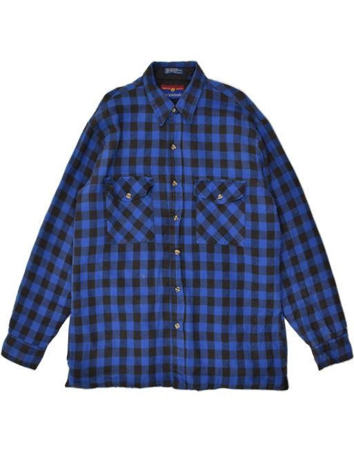 Vintage Size L Check Lumberjack Flannel Shirt in Blue
