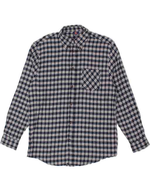 Vintage Size L Check Shirt in Navy Blue