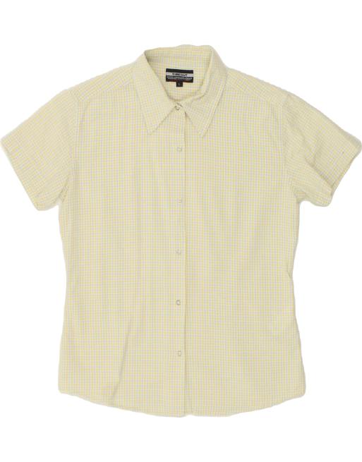 Vintage Size L Check Short Sleeve Shirt in Yellow