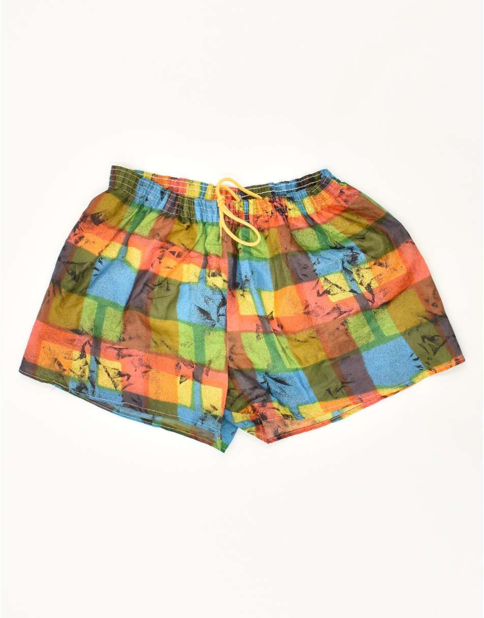 Vintage Size L Check Swimming Shorts in Yellow