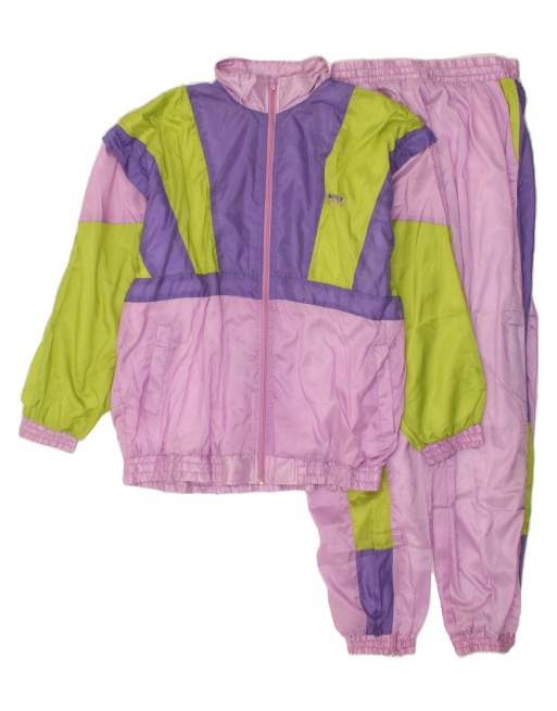Vintage Size L Colourblock Full Tracksuit in Pink