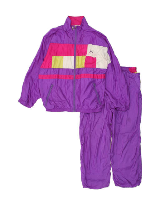 Vintage Size L Colourblock Full Tracksuit in Purple