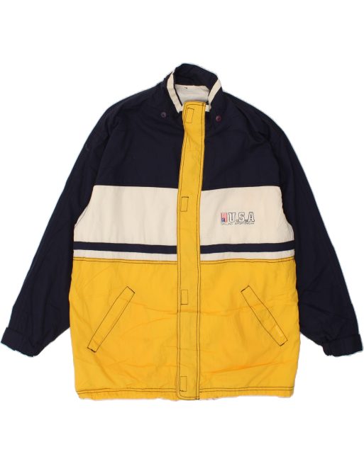 Vintage Size L Colourblock Graphic Windbreaker Jacket in Black
