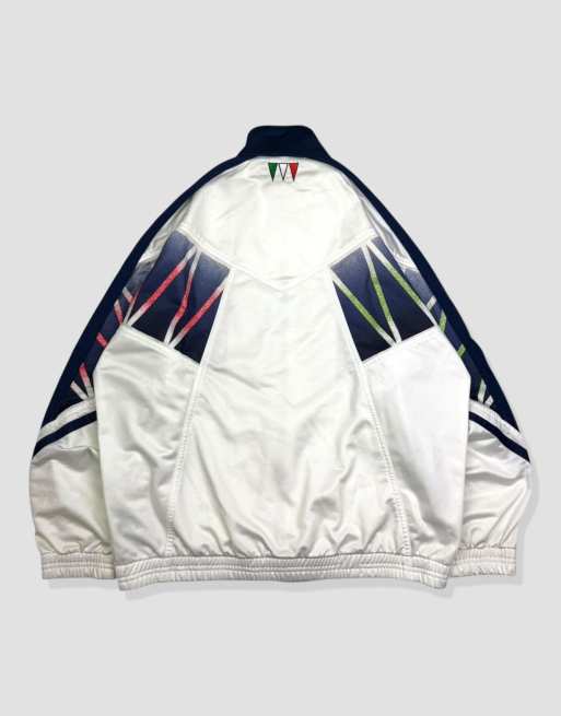 Vintage size L Diadora Italy football team track jacket in white, 2 of 4