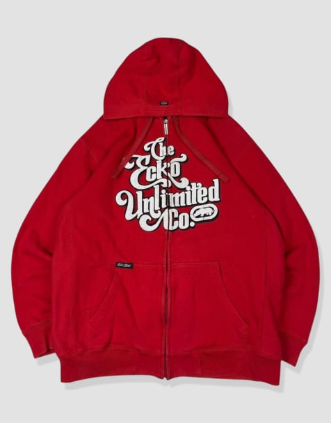 Vintage size L Ecko Unltd full-zip hoodie in red - view 1